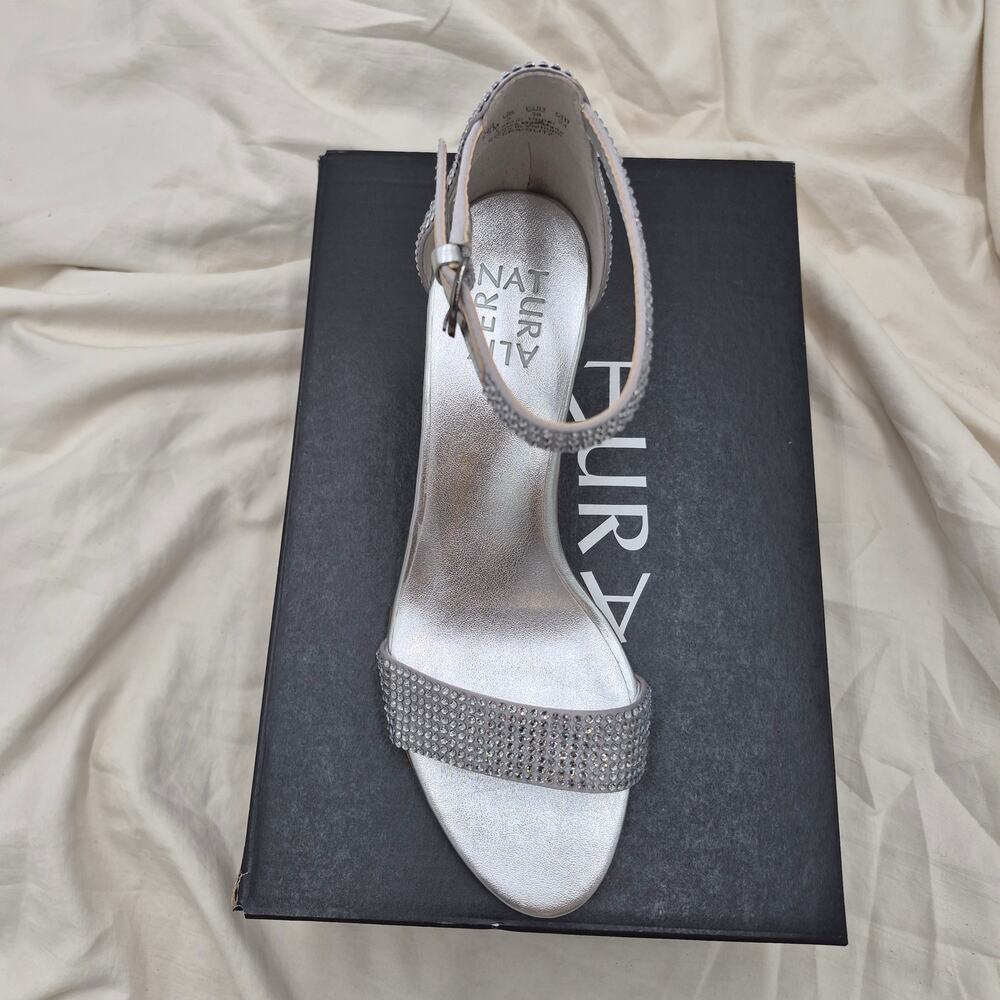 Naturalizer Silver Rhinestone Block Heel Sandals - Picture 5 of 8